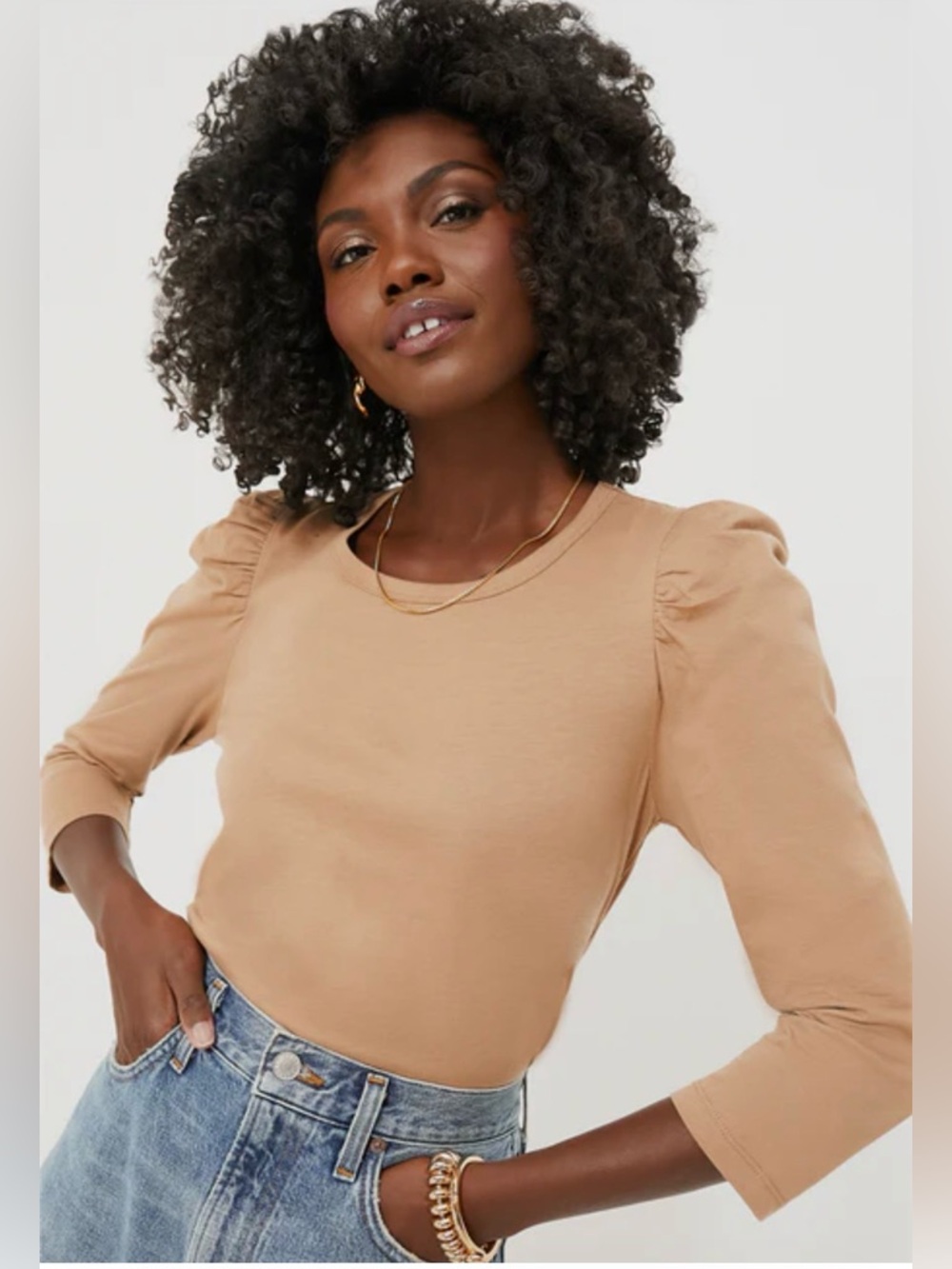 Pomander Place Tan Vesty Long Sleeve Crewneck